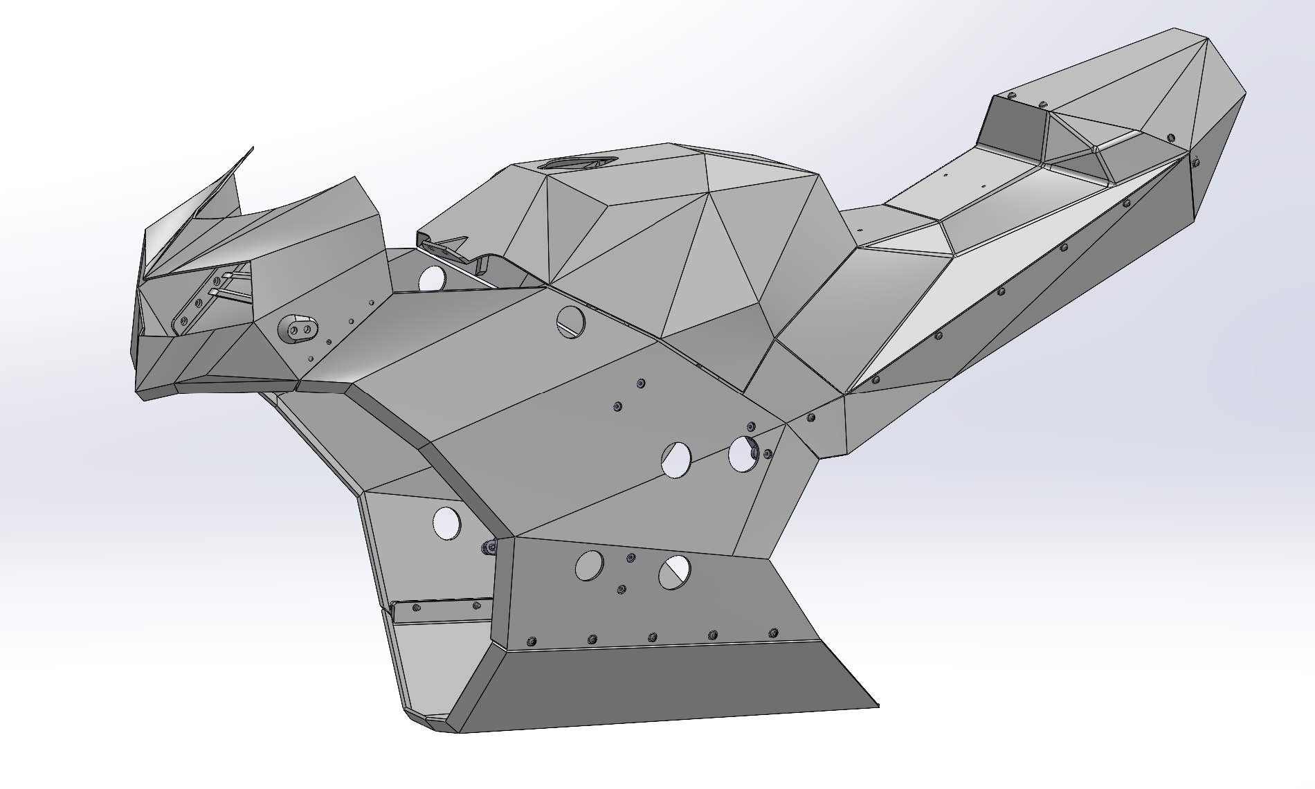 Fairings before paint — raw carbon visible