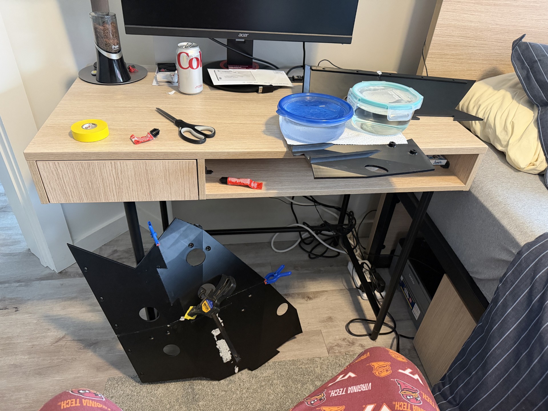 Side fairing gluing, mid-mess