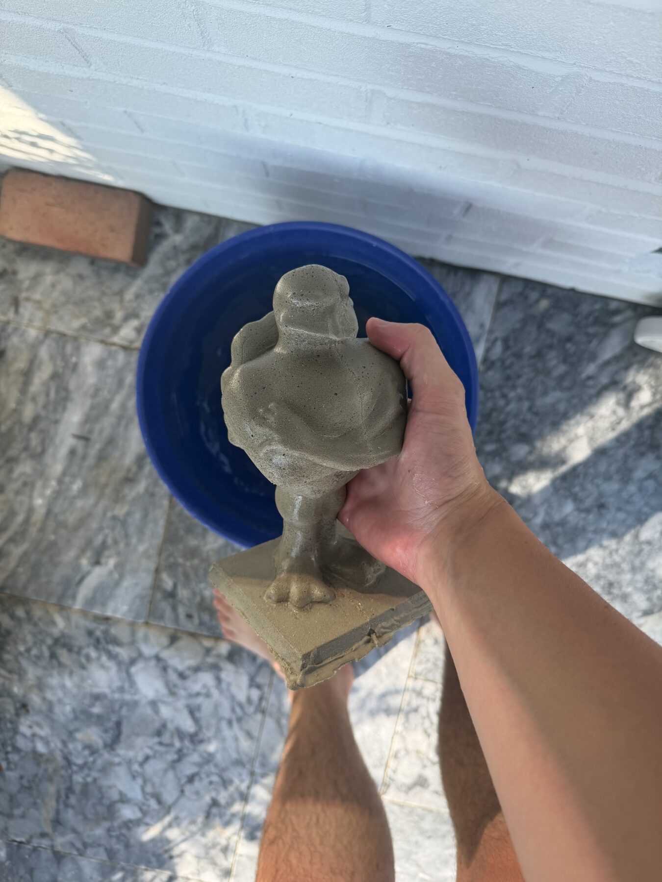 Finished concrete-cast Hokiebird statue