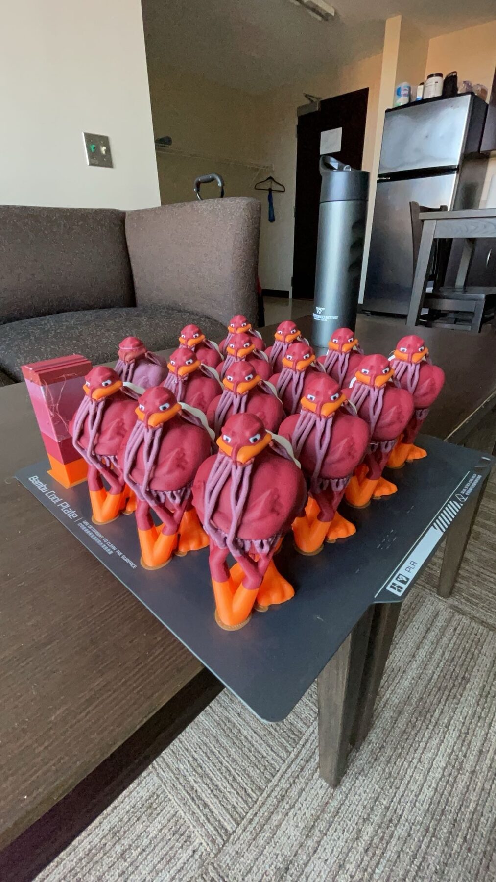 Army of printed Hokiebird statues