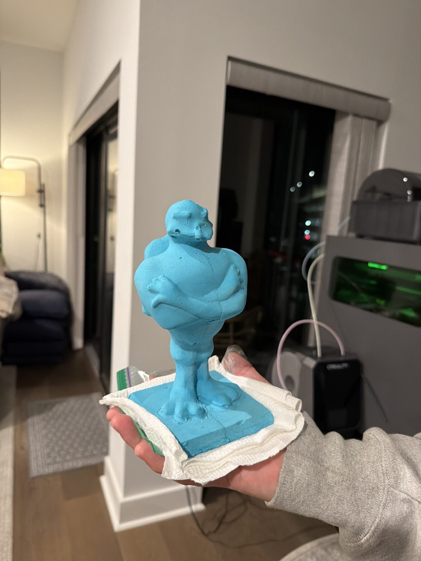 Finished plaster-cast Hokiebird statue