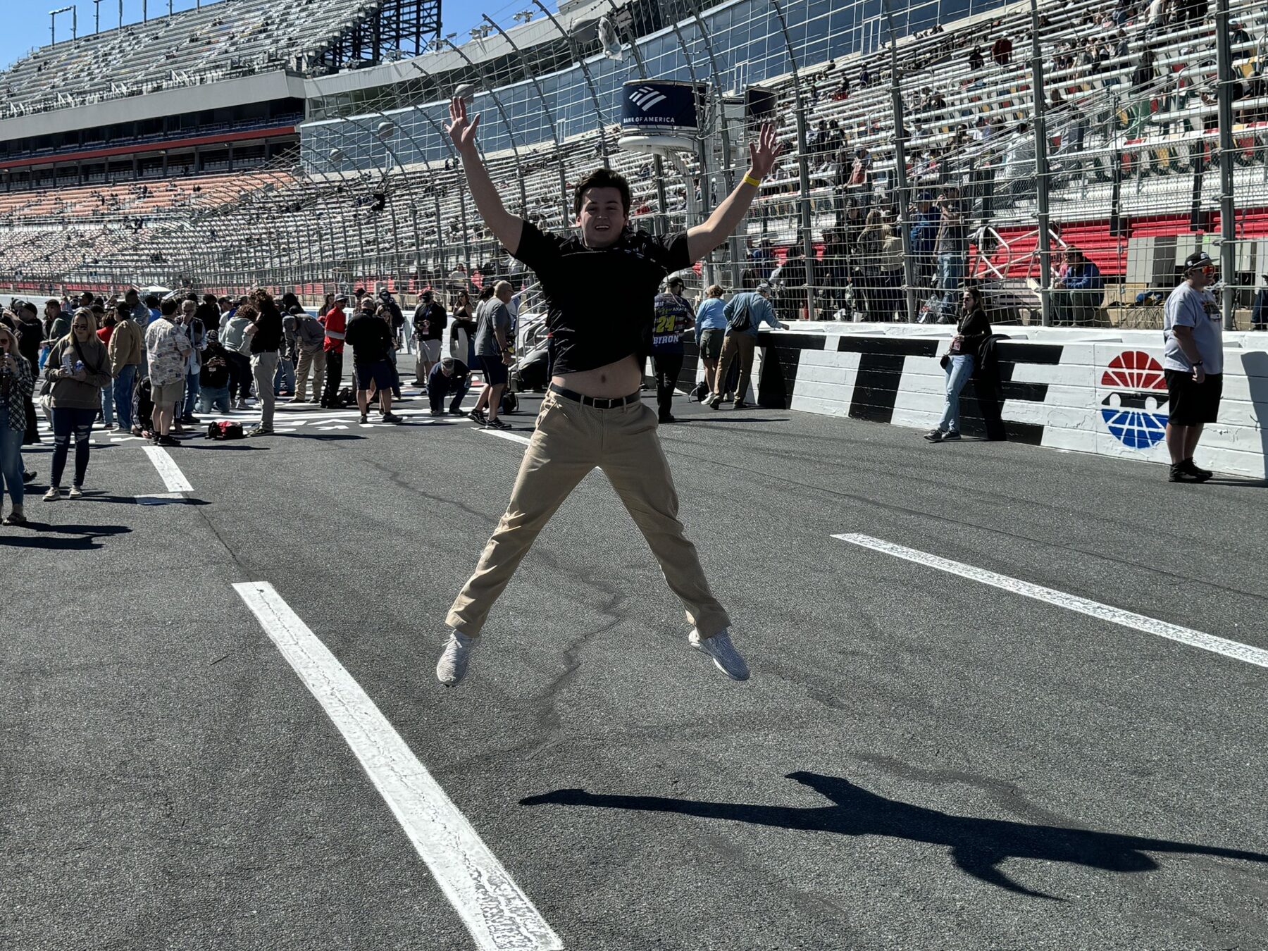 Charlie Steinman celebrating trackside at the race